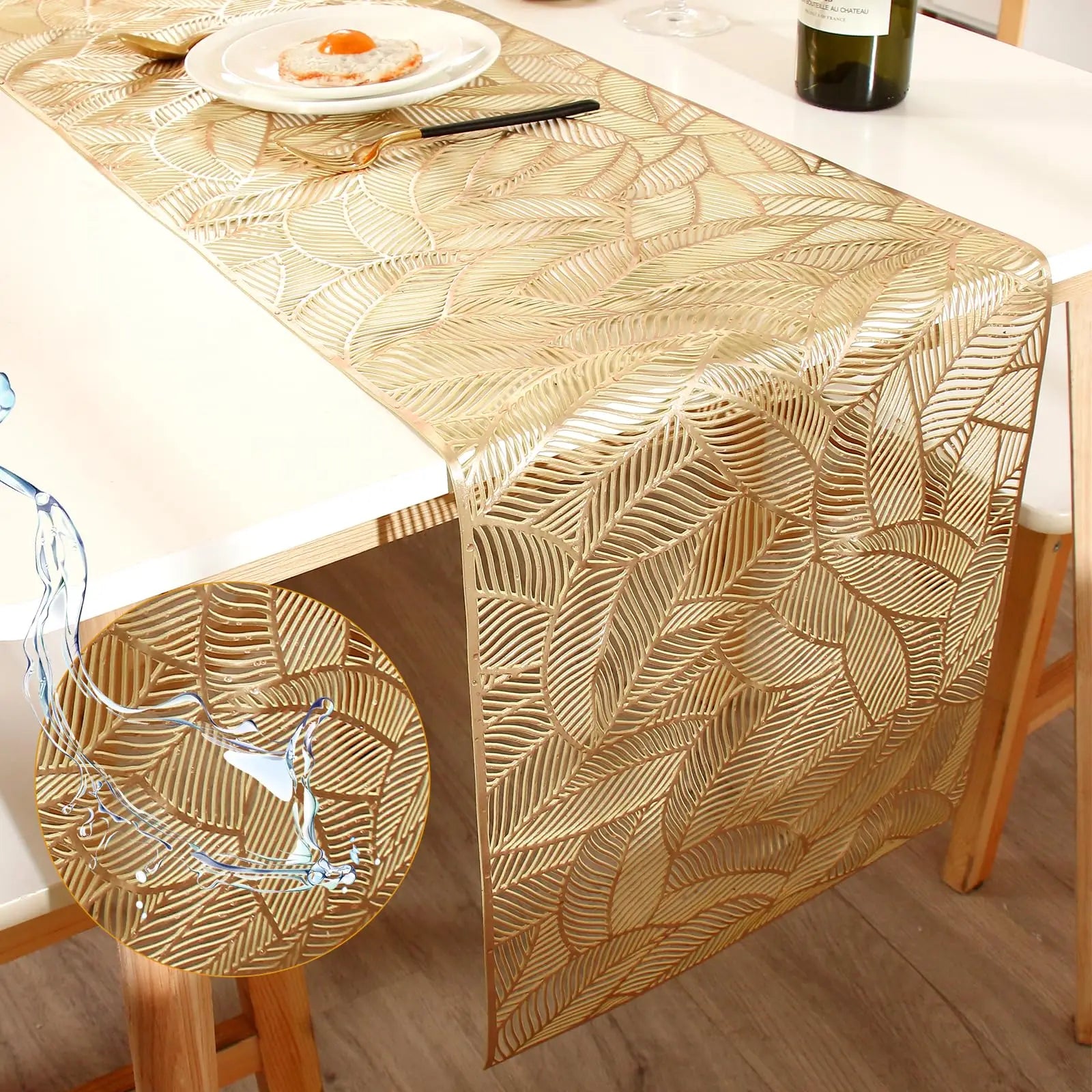 Caminho de mesa em PVC dourado de 183 cm / Meu Luxo