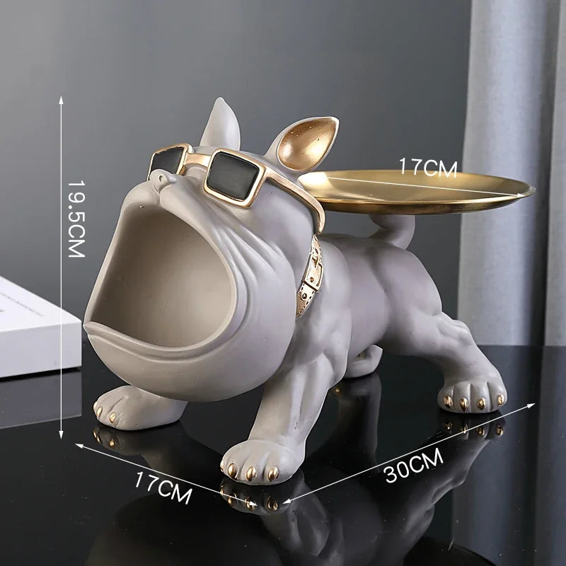 Estatueta Bulldog Luxuosa com Caixa de Armazenamento