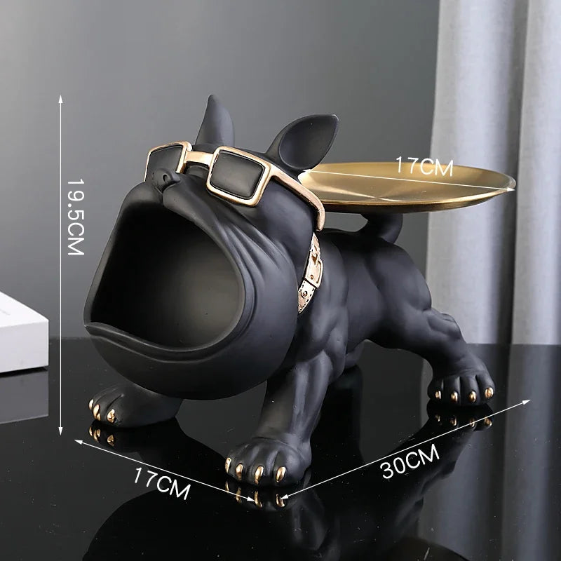 Estatueta Bulldog Luxuosa com Caixa de Armazenamento