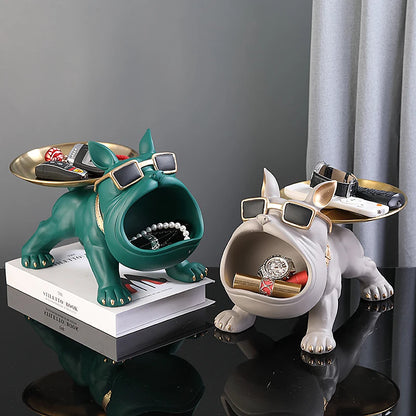 Estatueta Bulldog Luxuosa com Caixa de Armazenamento