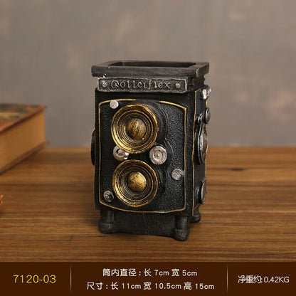 Decoração Retro de Resina  Porta Caneta Maquina Fotográfica Retro   - Meu Luxo