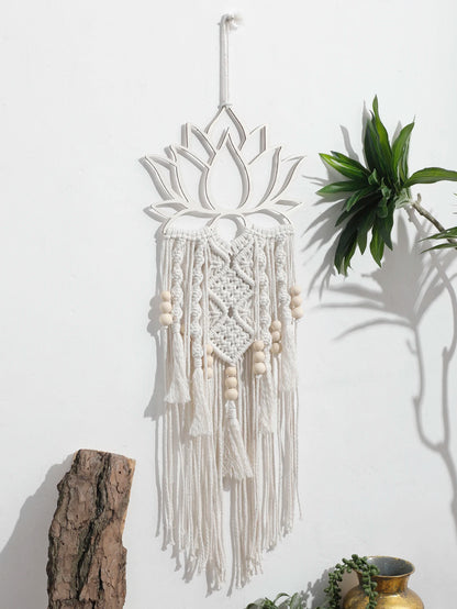 Lotus macrame parede pendurado boho macrame sonho apanhador grande artesanato ornamento para dormitório casa quarto apartamento decoração presente