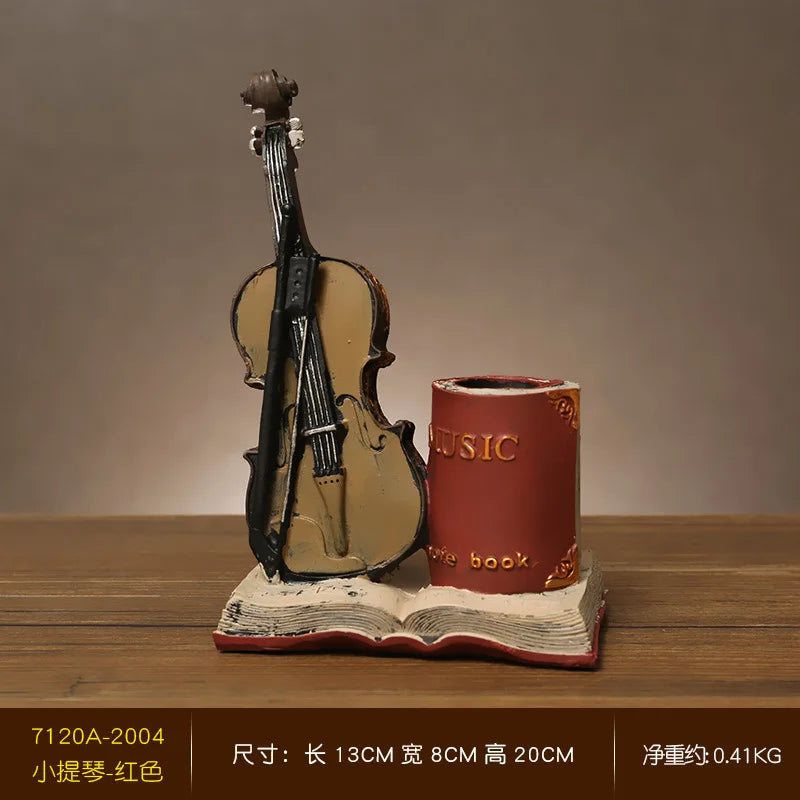 Decoração Retro de Resina Instrumentos Violino  - Meu Luxo