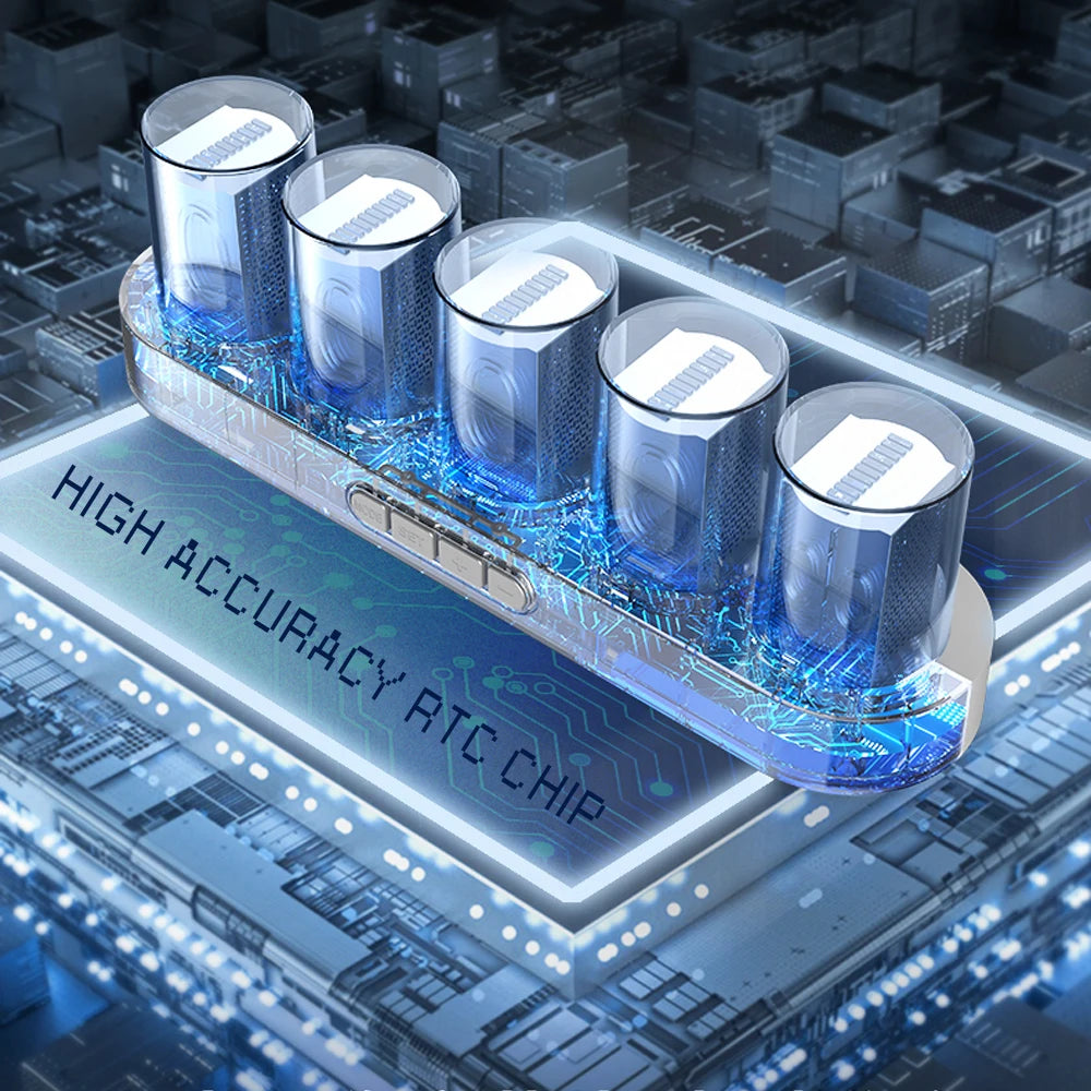 Relógio Digital de Mesa Preto / Branco / Madeira - Meu Luxo