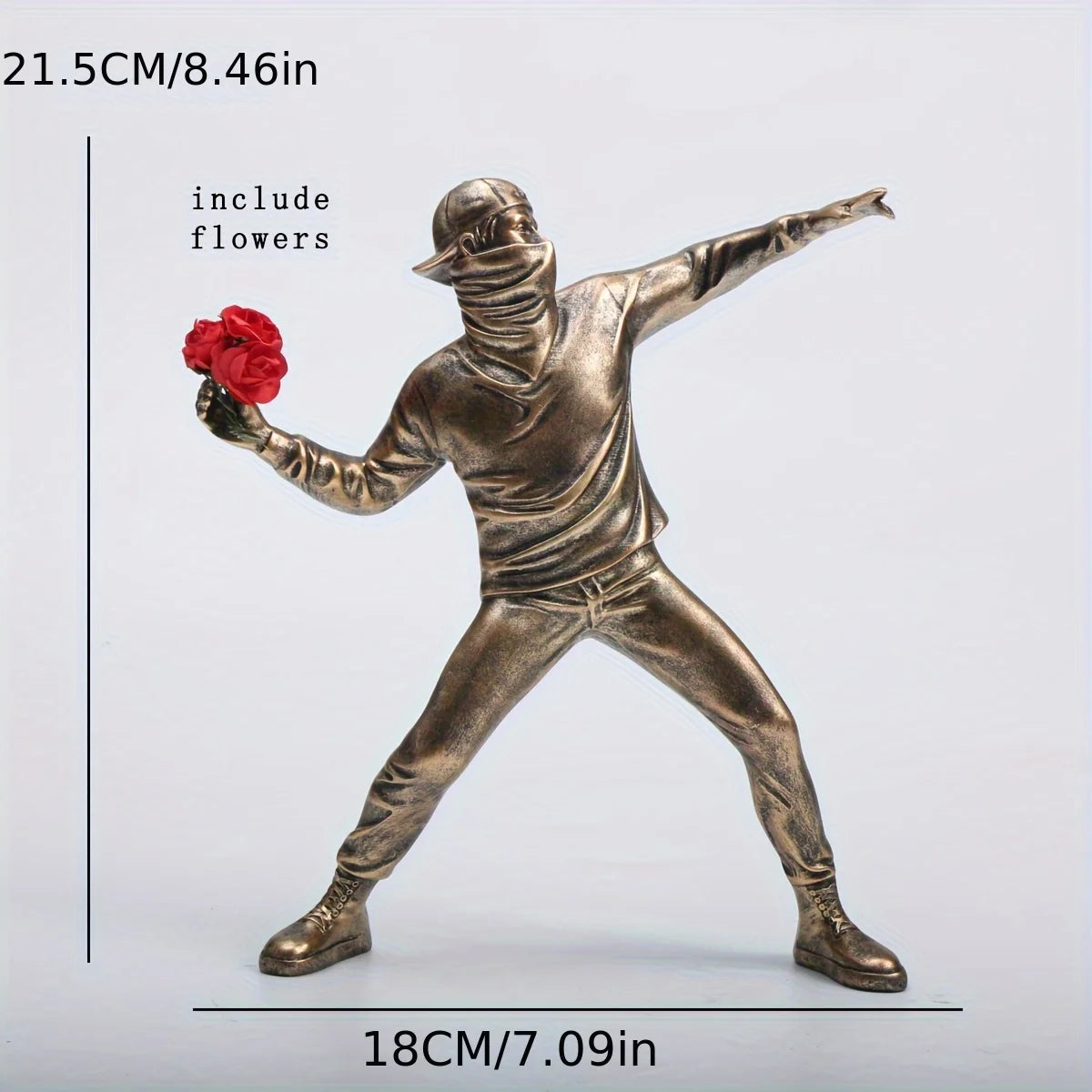 Escultura Banksy em Resina Estátua Lançadora de Flores / Meu Luxo