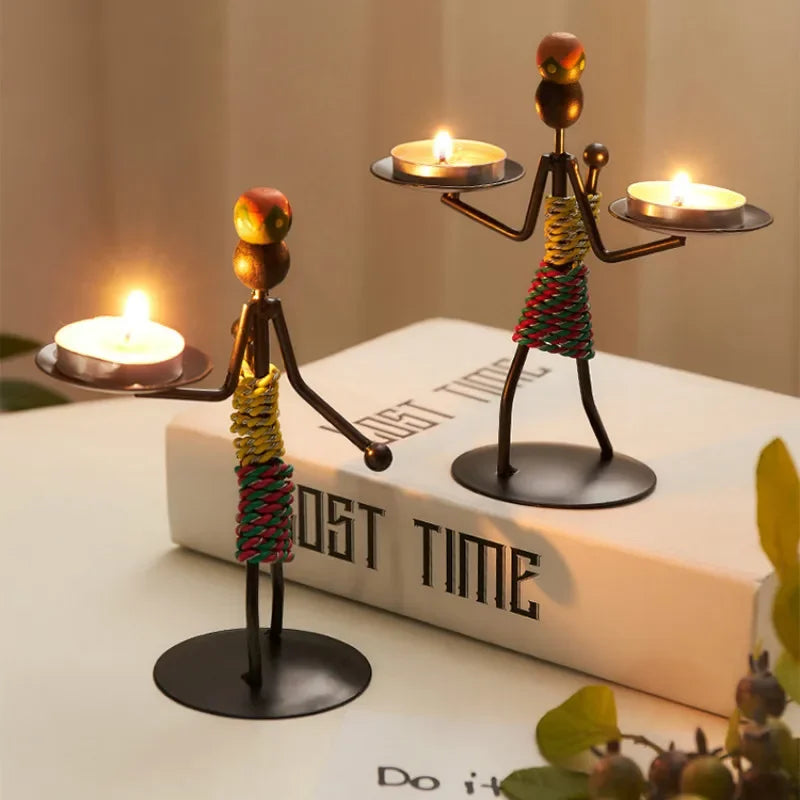 Handmade ferro castiçal, castiçal de metal vintage, artesanato criativo, suporte forjado em miniatura, decoração da sala de estar / Castiçal de Ferro Artesanal - Elegância Vintage / Meu Luxo