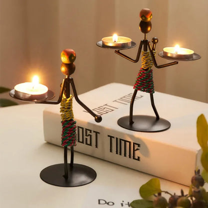 Handmade ferro castiçal, castiçal de metal vintage, artesanato criativo, suporte forjado em miniatura, decoração da sala de estar / Castiçal de Ferro Artesanal - Elegância Vintage / Meu Luxo