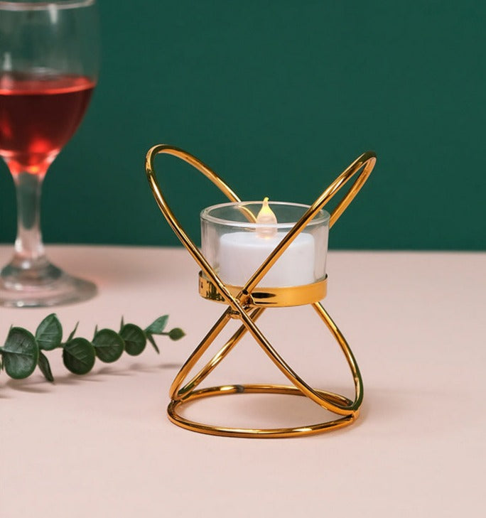 Castiçal de Metal Dourado 1 Suporte - Meu Luxo