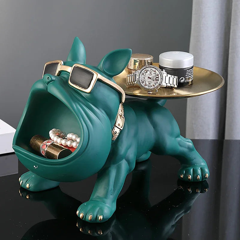 Estatueta Bulldog Luxuosa com Caixa de Armazenamento