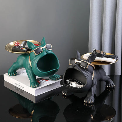 Estatueta Bulldog Luxuosa com Caixa de Armazenamento