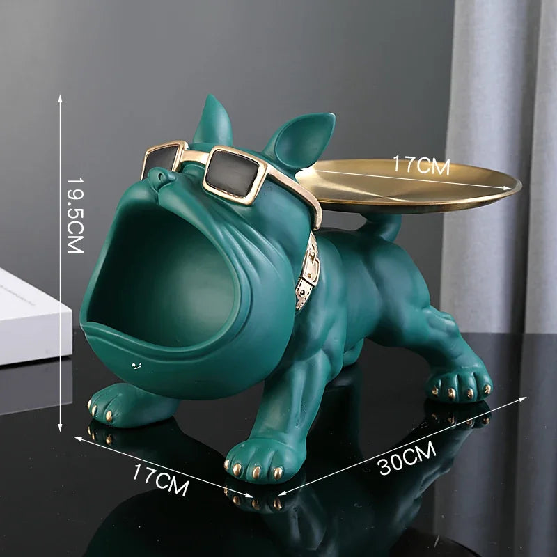 Estatueta Bulldog Luxuosa com Caixa de Armazenamento