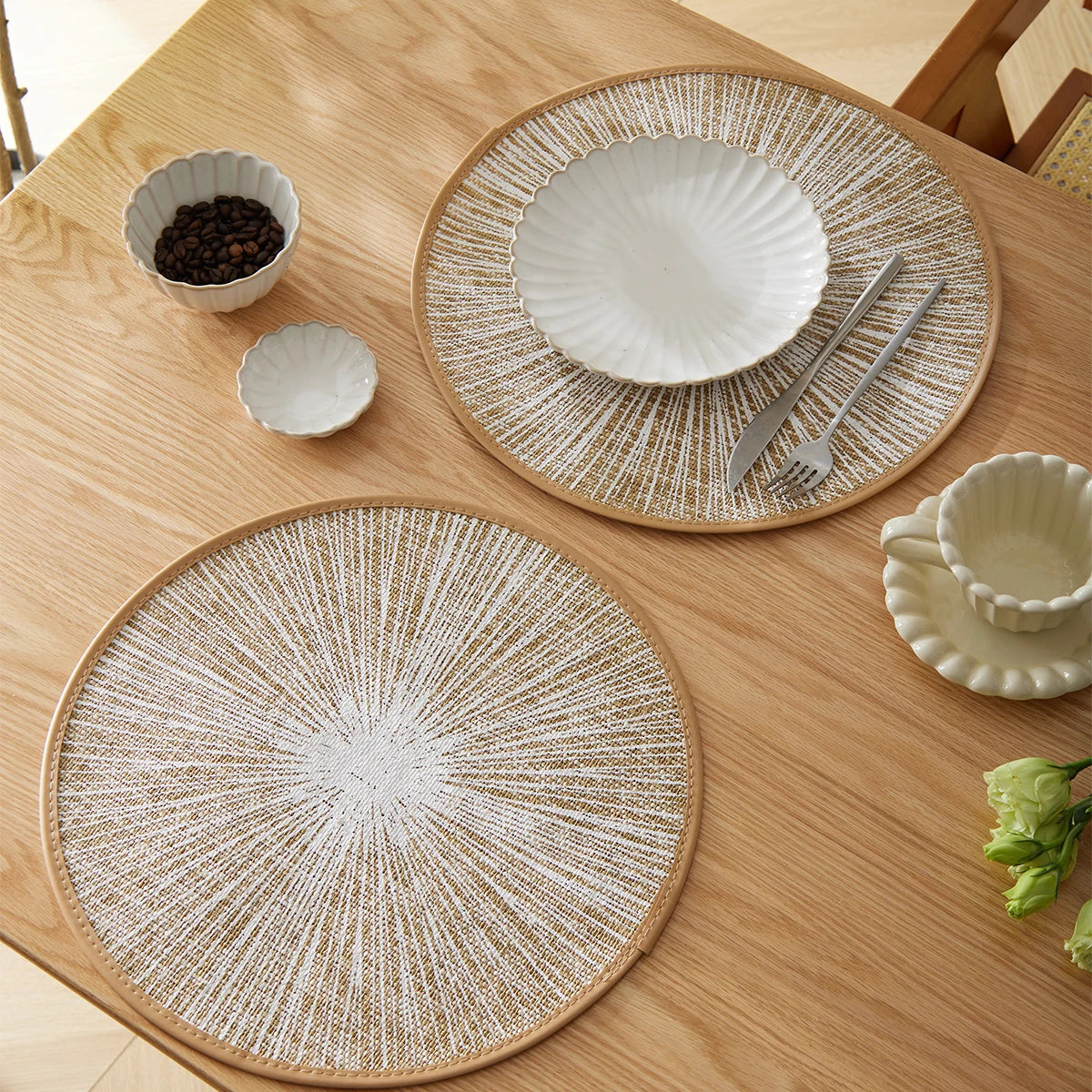 Jogo Americano Redondo de Juta e Macramê