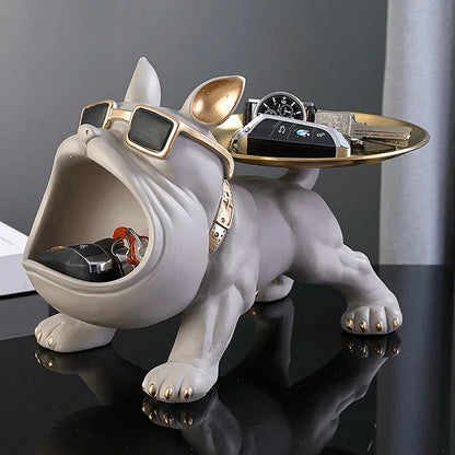 Estatueta Bulldog Luxuosa com Caixa de Armazenamento