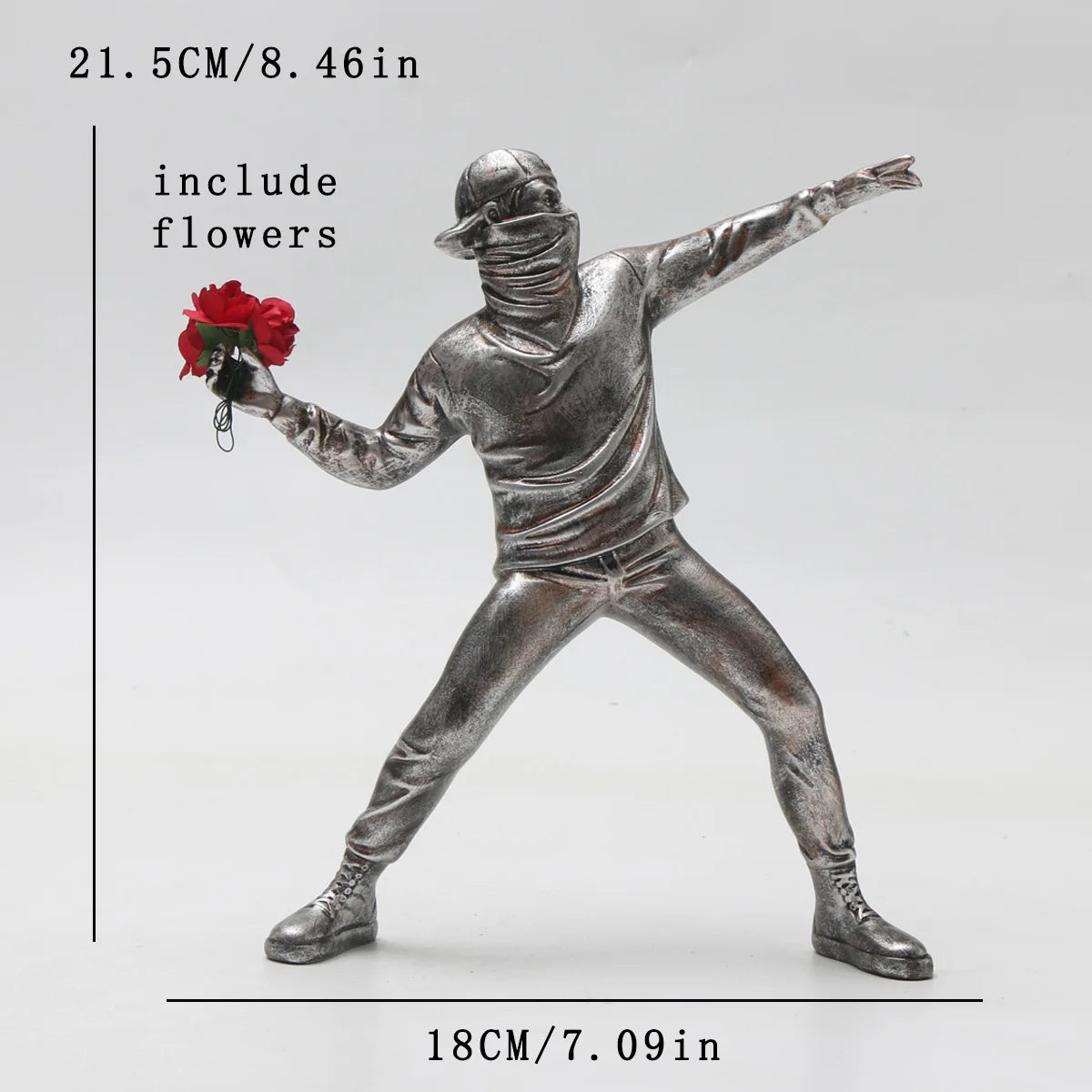 Escultura Banksy em Resina Estátua Lançadora de Flores / Meu Luxo