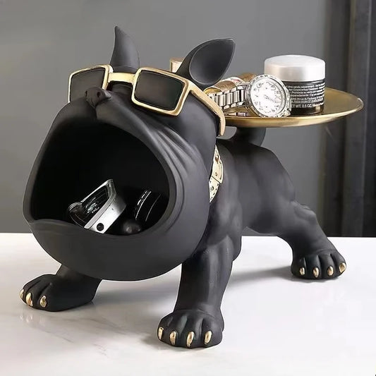 Estatueta Bulldog Luxuosa com Caixa de Armazenamento