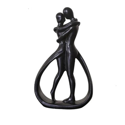 Estátua Abstrata Casal se Abraçando Preta  - Meu Luxo