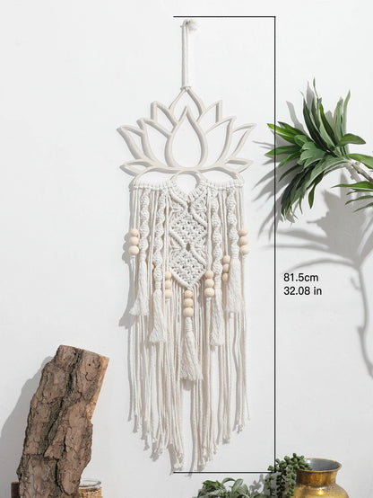 Lotus macrame parede pendurado boho macrame sonho apanhador grande artesanato ornamento para dormitório casa quarto apartamento decoração presente