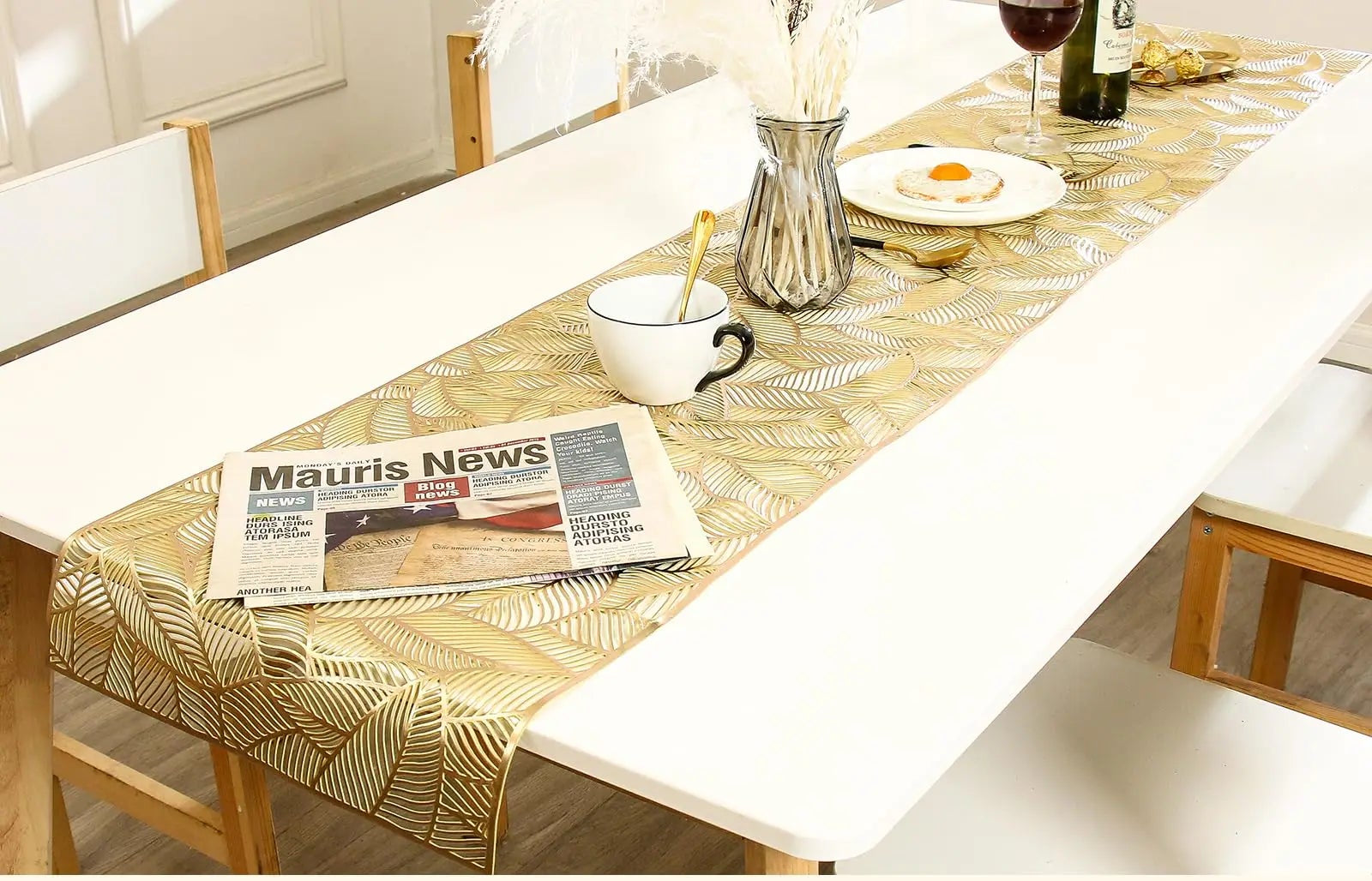 Caminho de mesa em PVC dourado de 183 cm / Meu Luxo