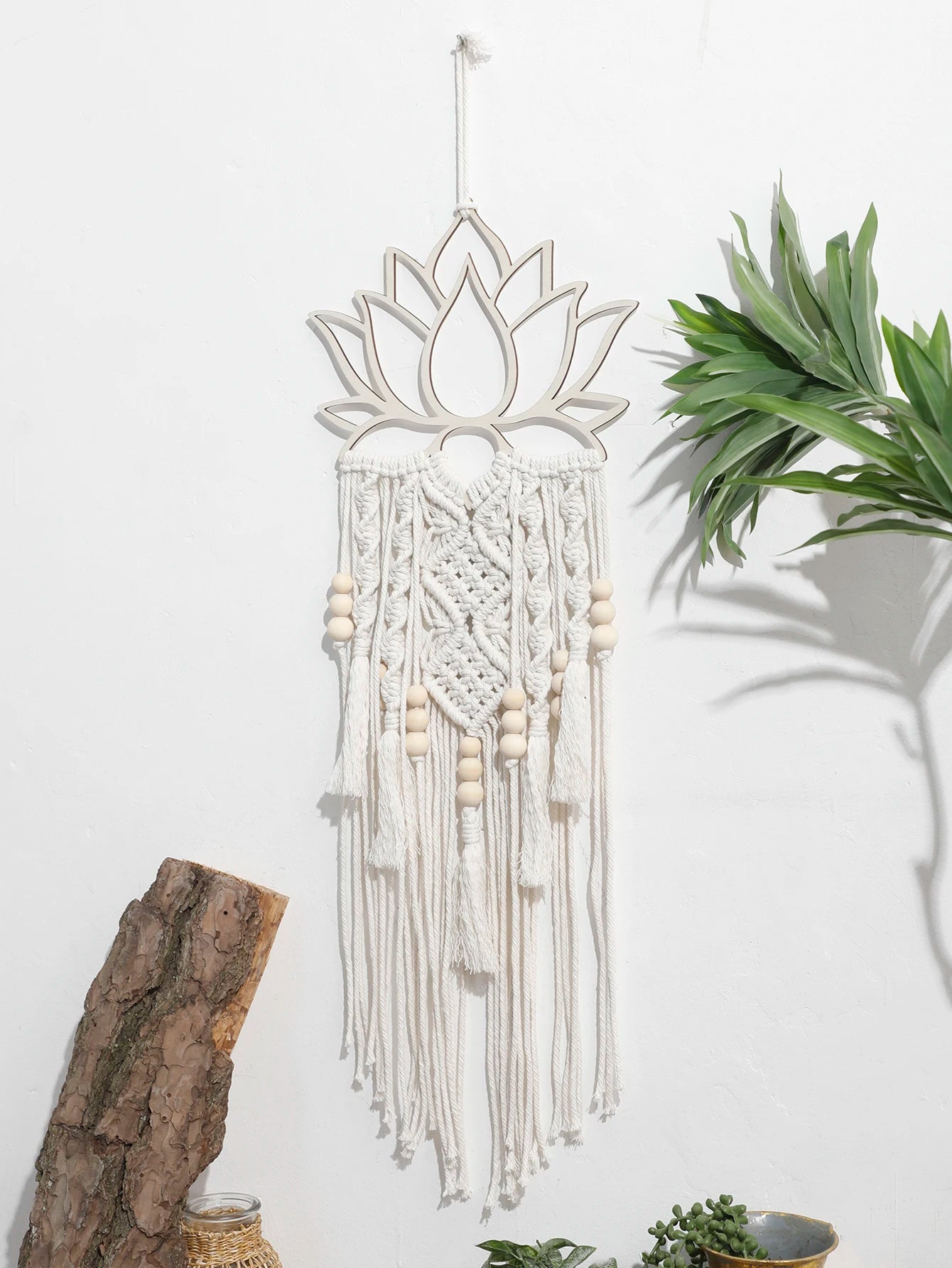 Lotus macrame parede pendurado boho macrame sonho apanhador grande artesanato ornamento para dormitório casa quarto apartamento decoração presente