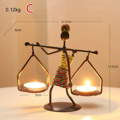 Handmade ferro castiçal, castiçal de metal vintage, artesanato criativo, suporte forjado em miniatura, decoração da sala de estar / Castiçal de Ferro Artesanal - Elegância Vintage / Meu Luxo