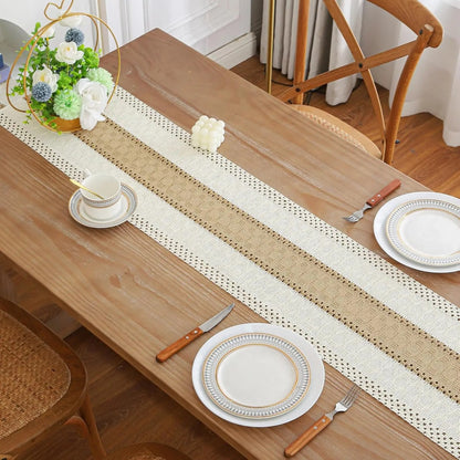Corredor de mesa de serapilheira com borlas, 72 polegadas, corredor de mesa rústica Farmhouse, creme e marrom, decoração de verão